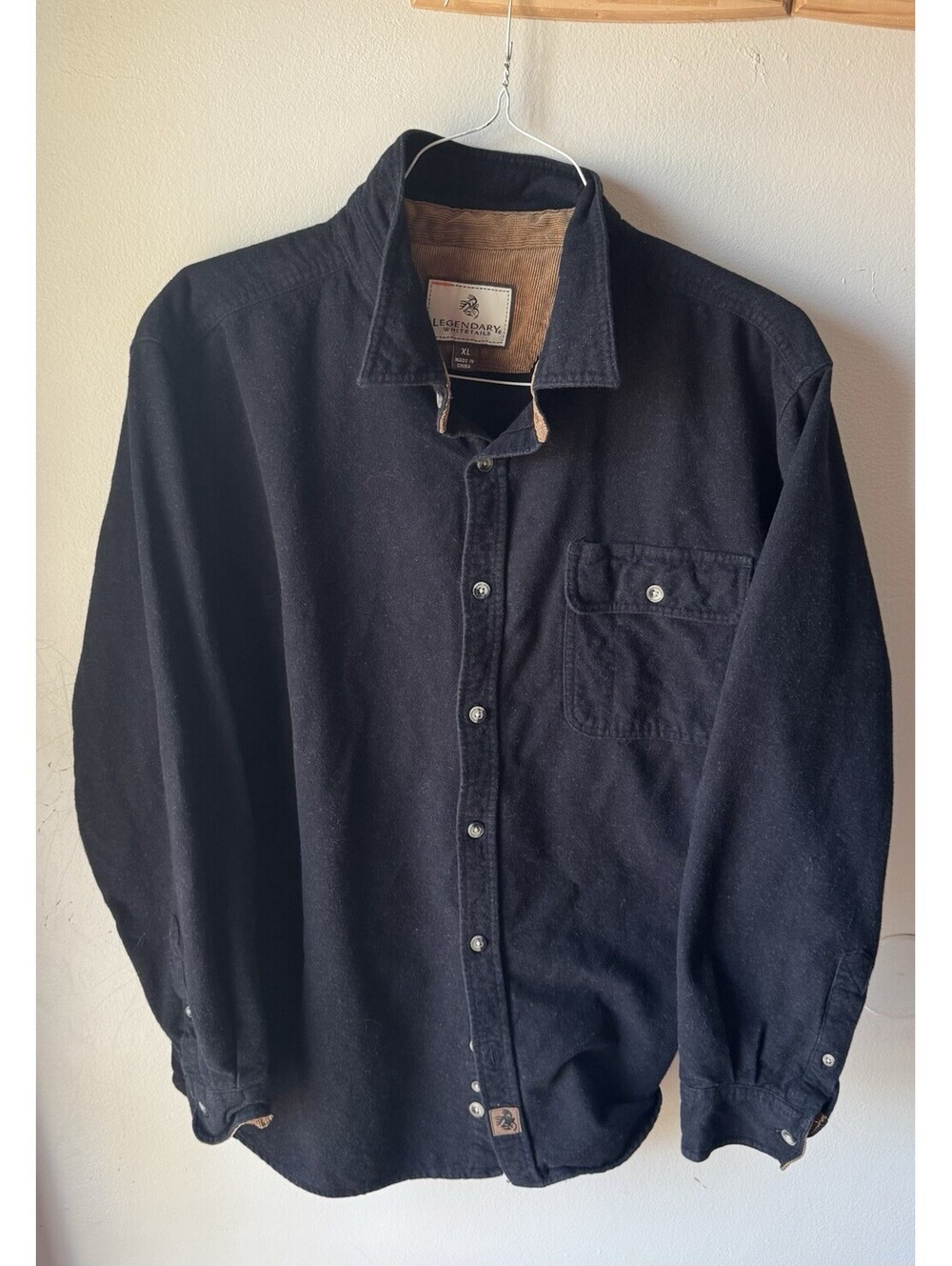 Legendary Whitetail Black Flannel LS Shirt 100% Cotton Button-Up Men Size XLarge